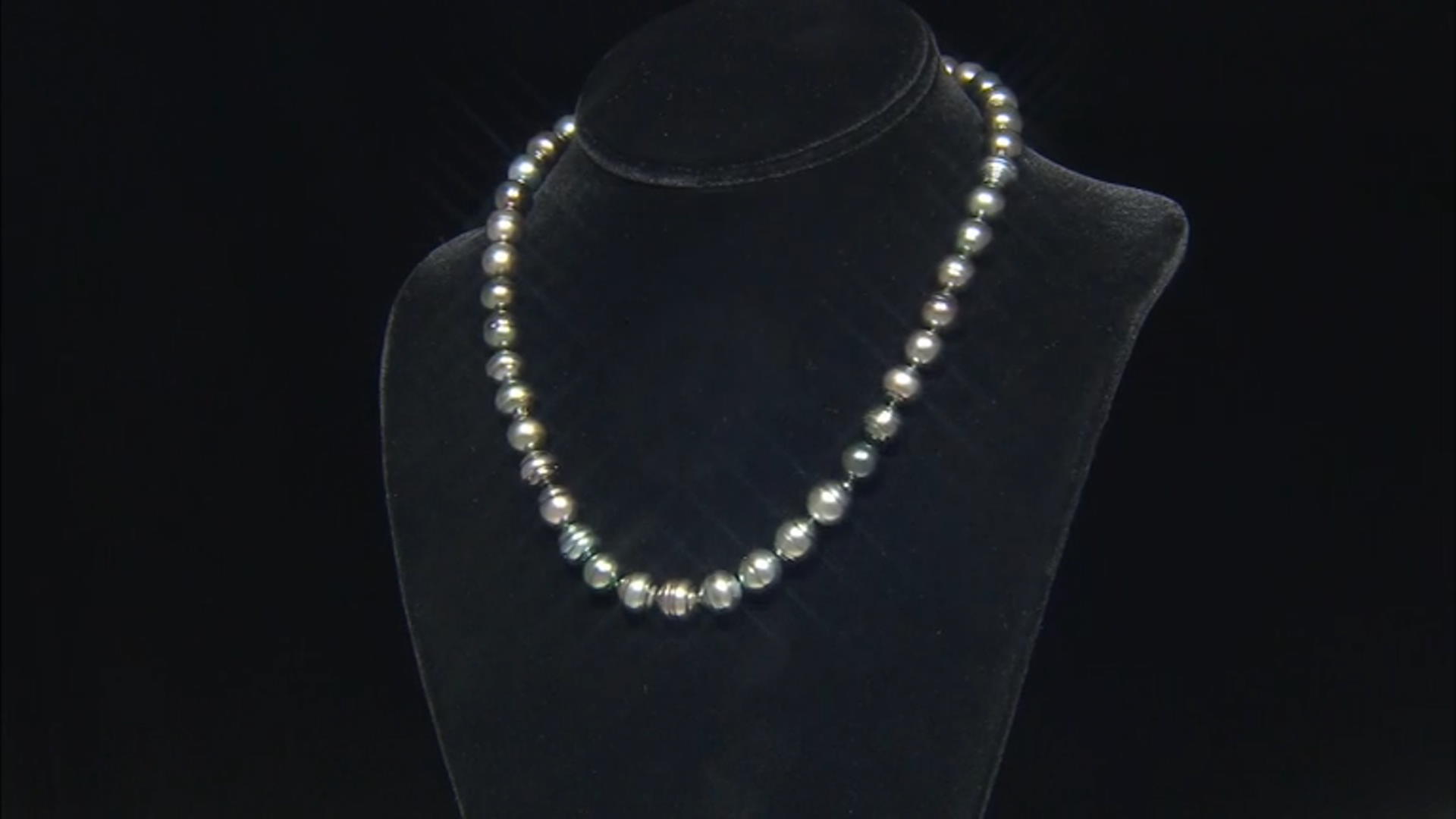 Black Cultured Tahitian Pearl Rhodium Over Sterling Silver Necklace Video Thumbnail