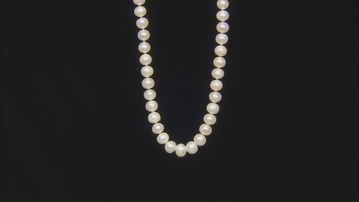 White Cultured Freshwater Pearl Rhodium Over Sterling Silver Necklace and Stud Set Video Thumbnail