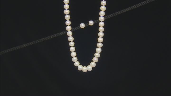 White Cultured Freshwater Pearl Rhodium Over Sterling Silver Necklace and Stud Set Video Thumbnail