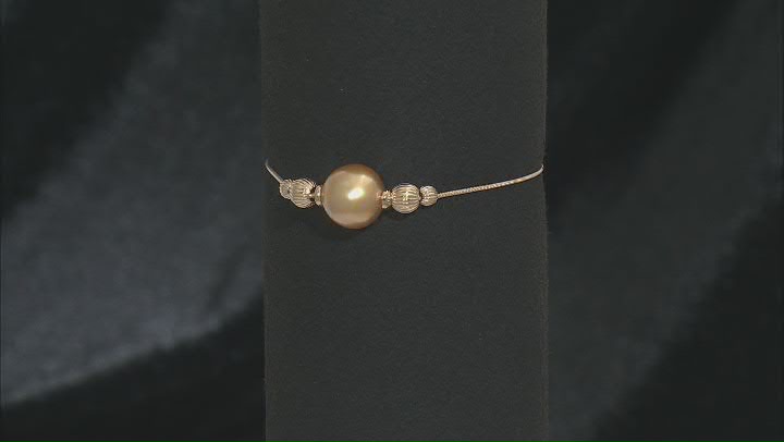 Golden Cultured South Sea Pearl 18k Yellow Gold Over Sterling Silver Bracelet Video Thumbnail