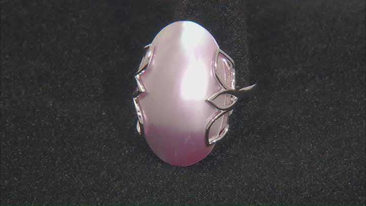 Pink Cultured South Sea Mabe Pearl Rhodium Over Sterling Silver Ring Video Thumbnail