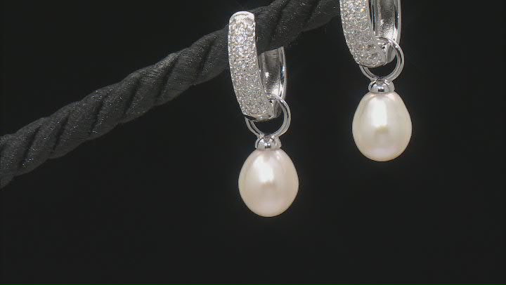 White and Black Cultured Freshwater Pearl Rhodium Over Sterling Interchangeable Earrings Video Thumbnail
