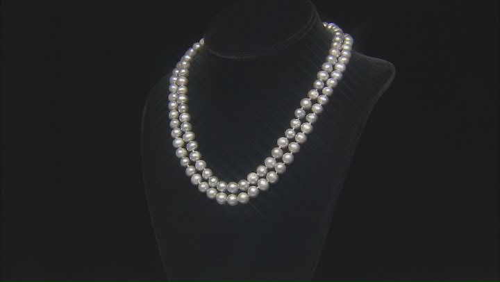 Platinum Cultured Freshwater Pearl Rhodium Over Sterling Silver 2-Strand Bracelet and Necklace Set Video Thumbnail
