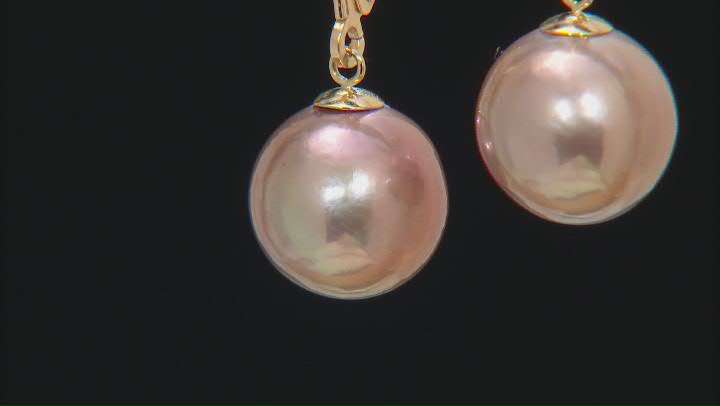Genusis™ Purple Cultured Freshwater Pearl 14k Yellow Gold Earrings Video Thumbnail