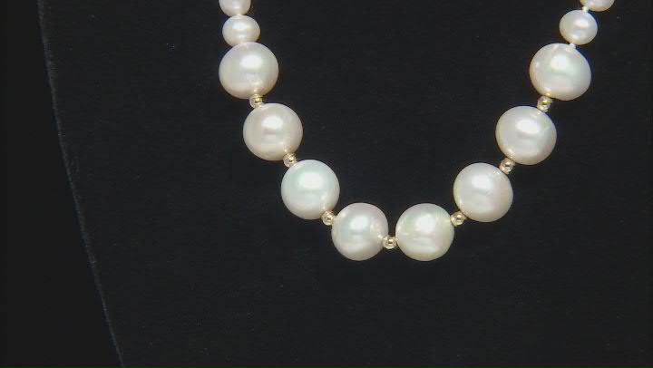 White Cultured Freshwater Pearl 14k Yellow Gold 18" Necklace Video Thumbnail