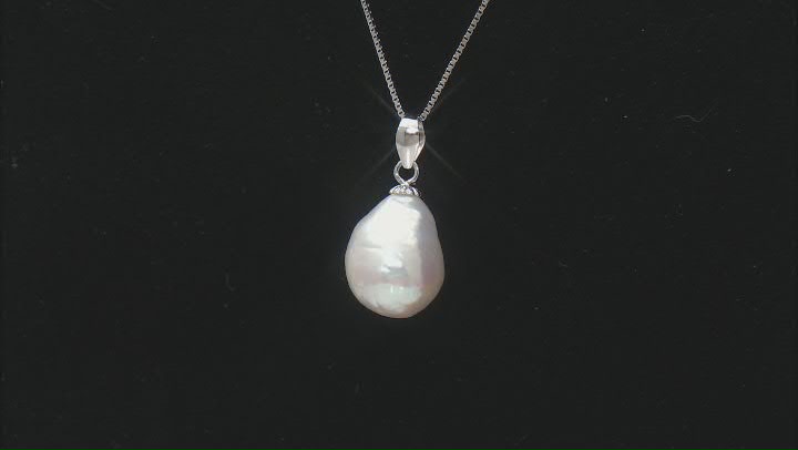 White Cultured Freshwater Pearl Rhodium Over Sterling Silver Pendant and Earrings Set Video Thumbnail