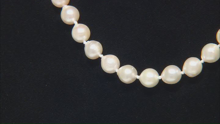 White Cultured Japanese Akoya Pearl 14k Yellow Gold 18" Necklace Video Thumbnail