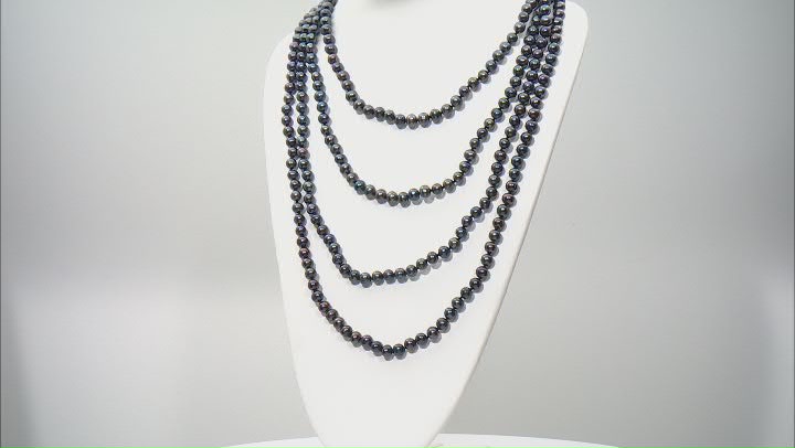 Black Cultured Freshwater Pearl 100" Endless Strand Necklace Video Thumbnail