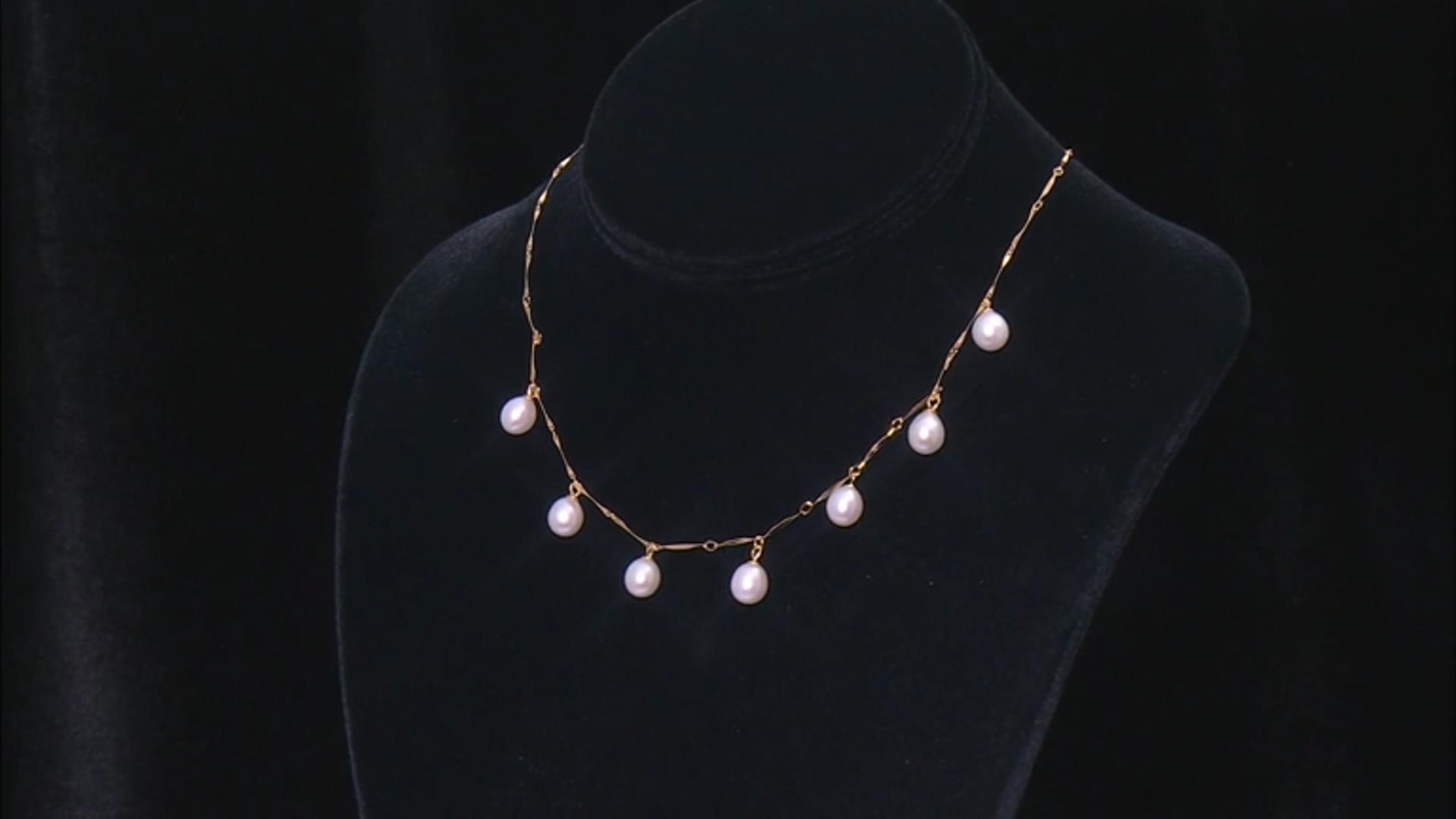 White Cultured Freshwater Pearl 18k Yellow Gold Over Sterling Silver Drop Necklace Video Thumbnail