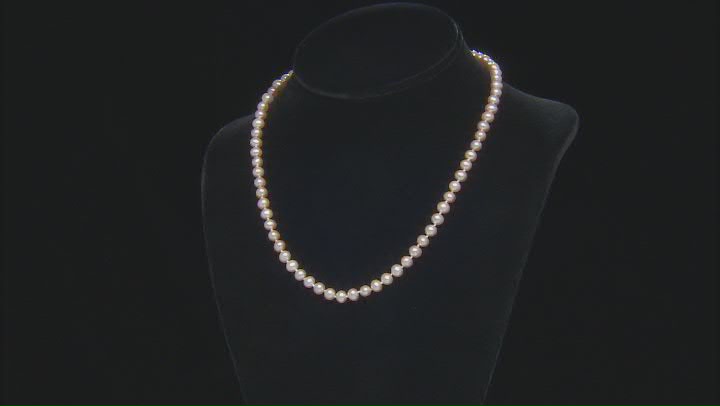 Pink Cultured Freshwater Pearl Rhodium Over Sterling Silver Necklace Video Thumbnail