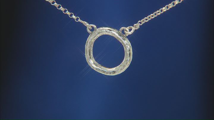 Sterling Silver Open Textured Circle Necklace Video Thumbnail