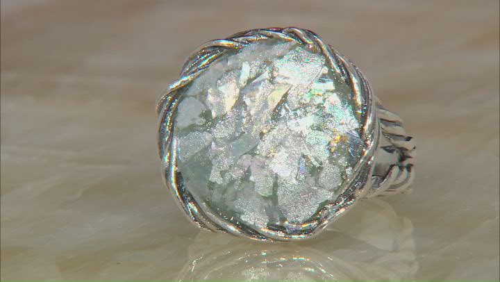 Roman Glass Sterling Silver Textured Ring Video Thumbnail
