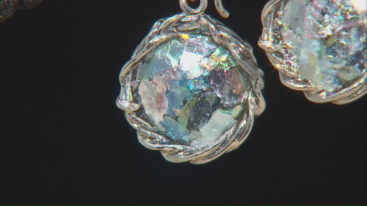 Roman Glass Sterling Silver Textured Drop Earrings Video Thumbnail