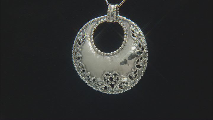 Sterling Silver Ornate Circle Pendant With Chain Video Thumbnail