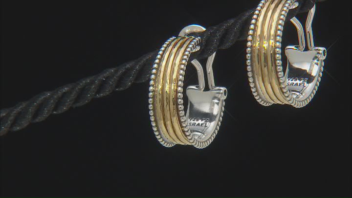 Two Tone Sterling Silver & 14K Yellow Gold Over Sterling Silver Hoop Earring Video Thumbnail