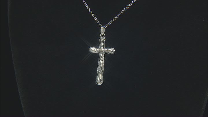Sterling Silver Textured Cross Pendant With Chain Video Thumbnail