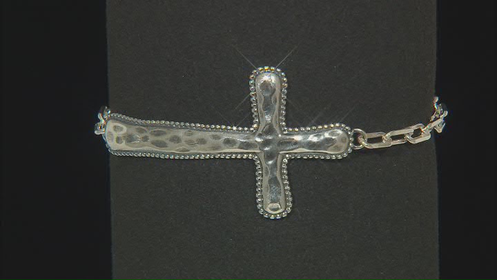 Sterling Silver Textured  Cross Bracelet Video Thumbnail