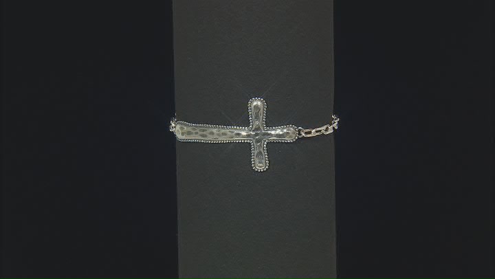Sterling Silver Textured  Cross Bracelet Video Thumbnail