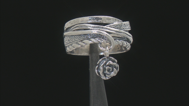 Sterling Silver Rose Charm Ring Video Thumbnail