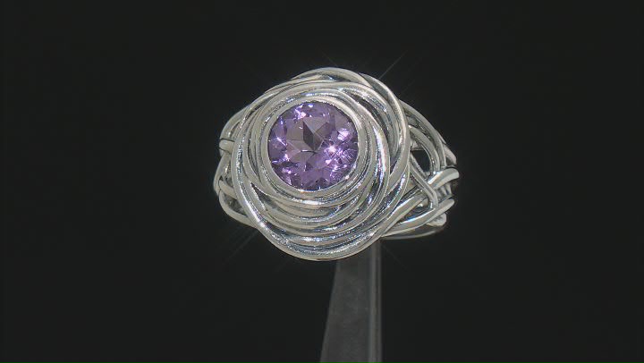 Amethyst Sterling Silver Textured Ring 1.80ct Video Thumbnail