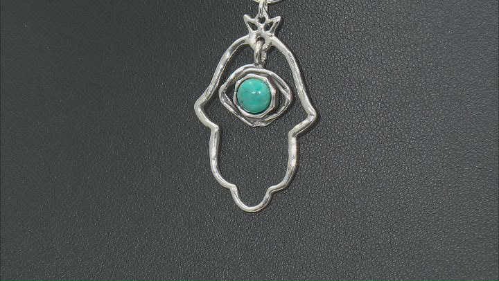 6mm Turquoise Sterling Silver Hamsa Necklace Video Thumbnail