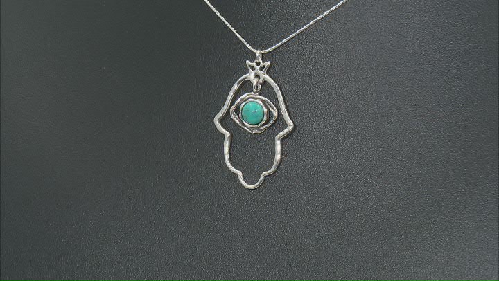 6mm Turquoise Sterling Silver Hamsa Necklace Video Thumbnail