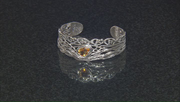 Citrine Sterling Silver Textured Cuff Bracelet 3.00ct Video Thumbnail