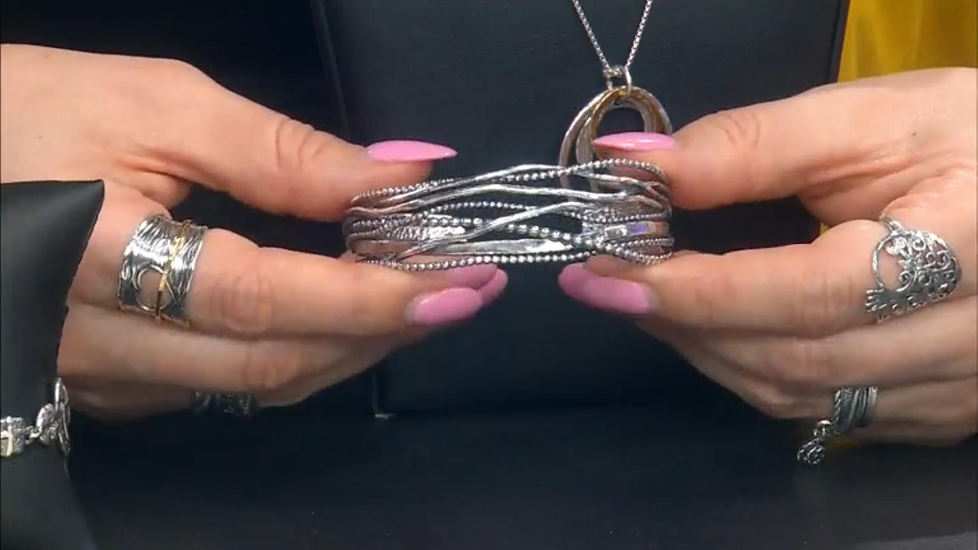 Sterling Silver Textured Cross Over Cuff Bracelet Video Thumbnail