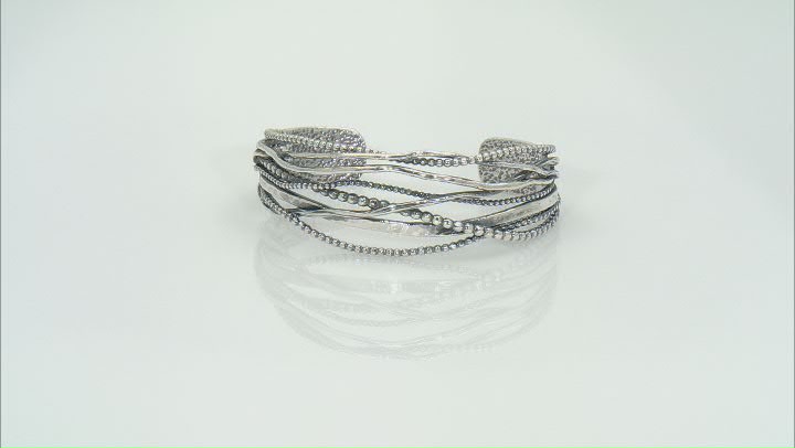 Sterling Silver Textured Cross Over Cuff Bracelet Video Thumbnail