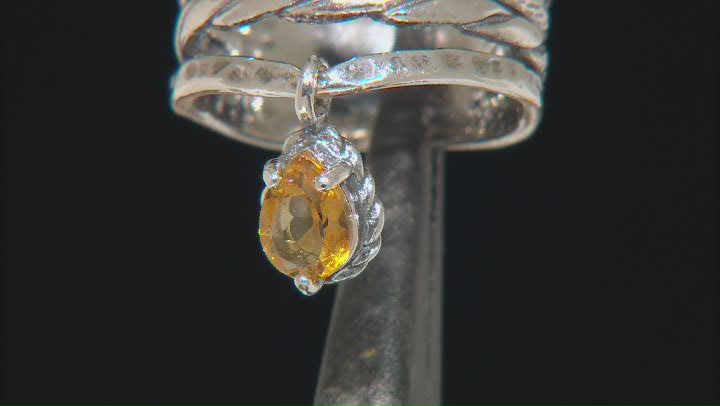 Citrine Sterling Silver Textured Charm Ring 0.65ct Video Thumbnail