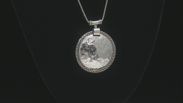 Artisan Collection of Israel™ Sterling Silver Round Hammered Pendant With Popcorn Chain Video Thumbnail