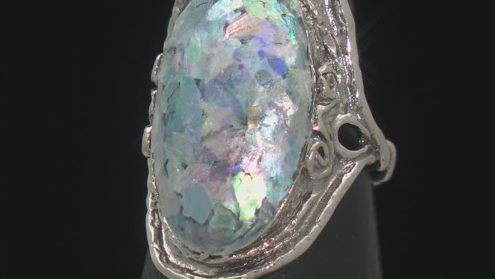 Roman Glass Sterling Silver Elongated Ring Video Thumbnail