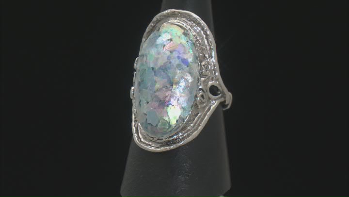 Roman Glass Sterling Silver Elongated Ring Video Thumbnail