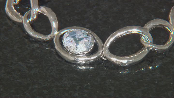 11x10mm Roman Glass Sterling Silver Link Bracelet Video Thumbnail
