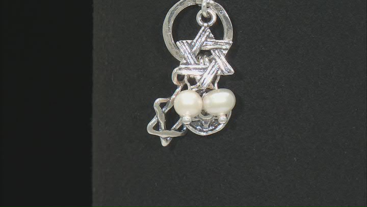 Cultured Freshwater Pearl Sterling Silver Star of David Charm Bracelet Video Thumbnail