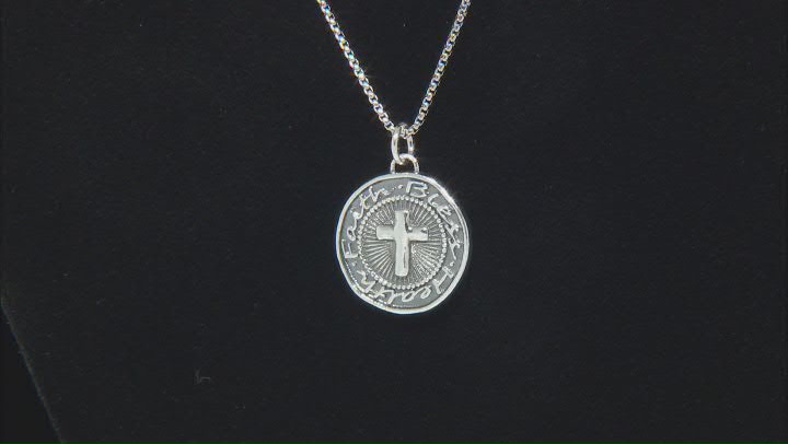 Sterling Silver Reversible Cross & Heart Pendant With Chain Video Thumbnail