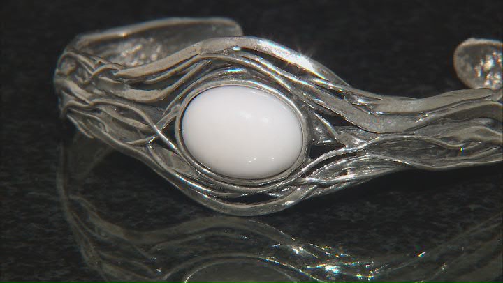 White Agate Sterling Silver Textured Cuff Bracelet Video Thumbnail