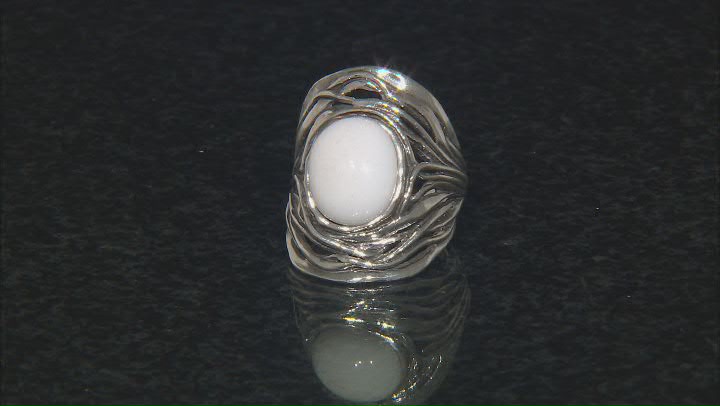 White Agate Sterling Silver Textured Ring Video Thumbnail