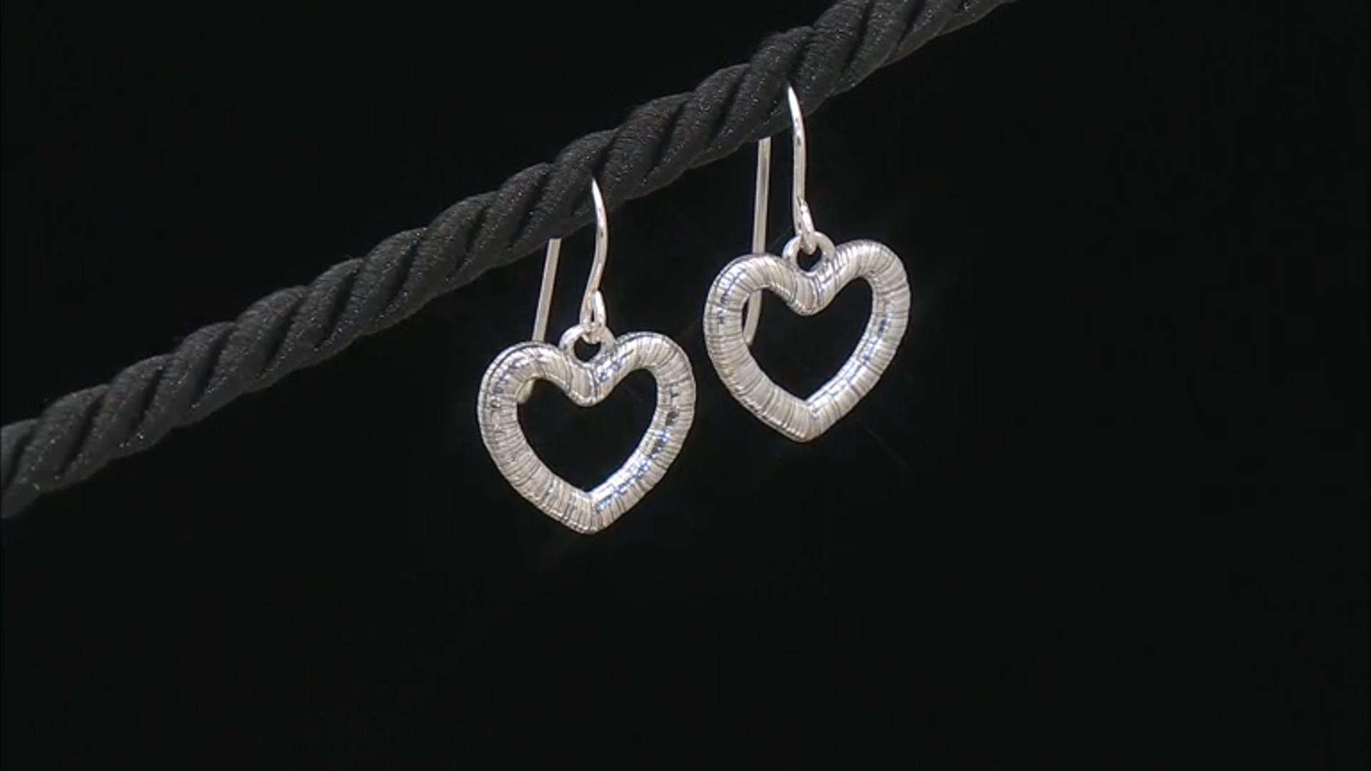 Sterling Silver Open Heart Textured Earrings Video Thumbnail
