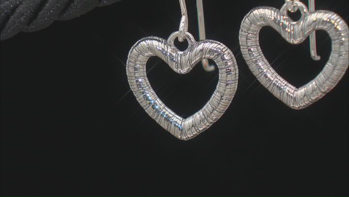 Sterling Silver Open Heart Textured Earrings Video Thumbnail