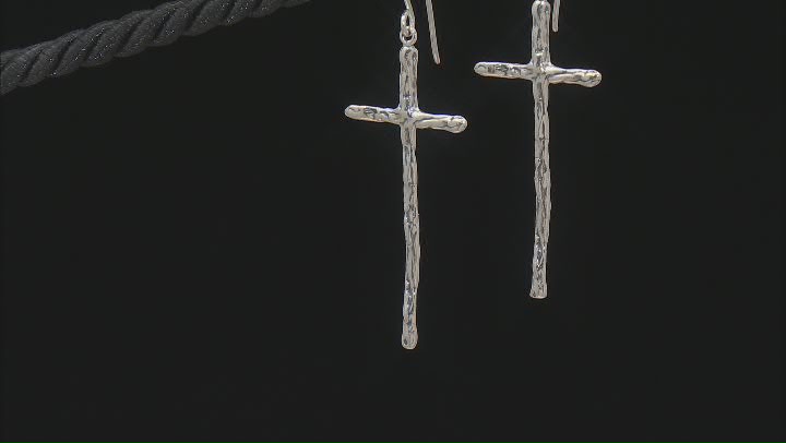 Sterling Silver Elongated Cross Earrings Video Thumbnail
