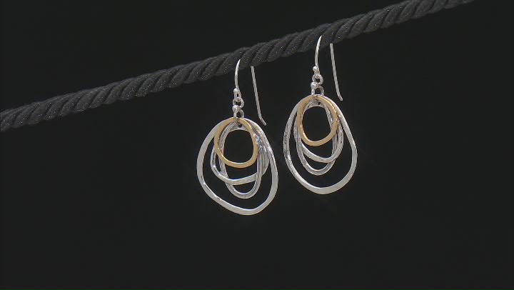 Two Tone Sterling Silver & 14K Yellow Gold Over Sterling Silver Open Design Earrings Video Thumbnail