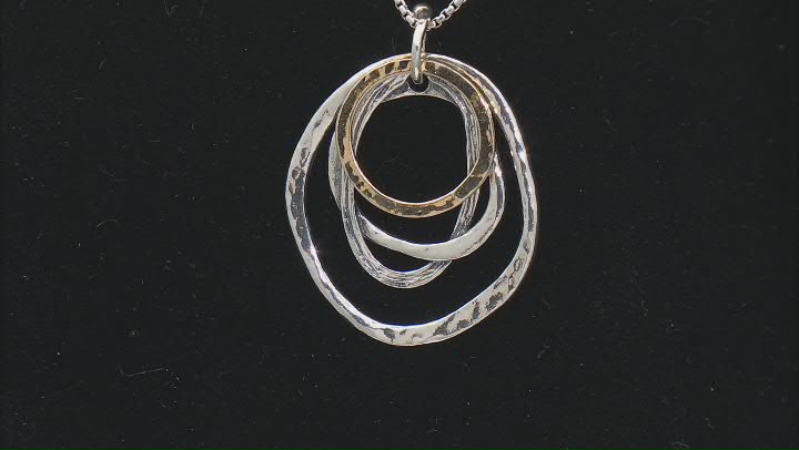 Two Tone Sterling Silver & 14K Yellow Gold Over Sterling Silver Open Design Pendant With Chain Video Thumbnail
