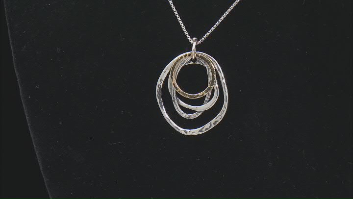 Two Tone Sterling Silver & 14K Yellow Gold Over Sterling Silver Open Design Pendant With Chain Video Thumbnail