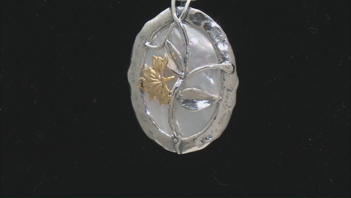Mother-Of-Pearl Sterling Silver &14K Yellow Gold Over Sterling Silver Floral Pendant With Chain Video Thumbnail