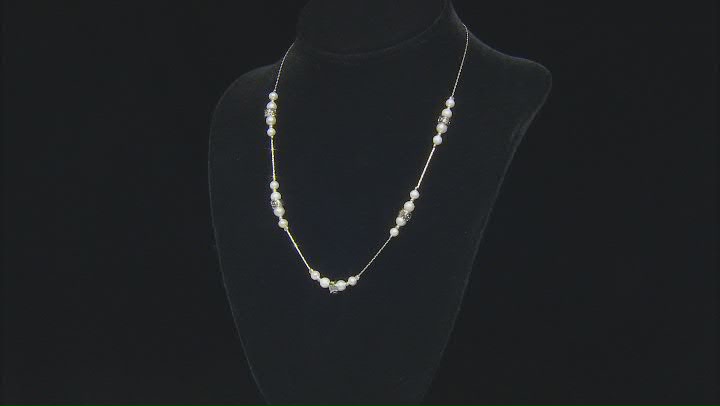 Cultured Freshwater Pearl Sterling Silver Station Necklace Video Thumbnail