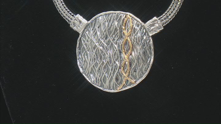 Two Tone Sterling Silver & 14K Yellow Gold Over Sterling Silver Medallion Necklace Video Thumbnail