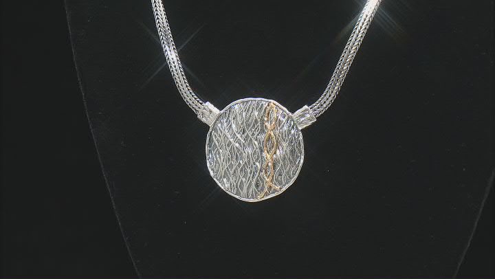 Two Tone Sterling Silver & 14K Yellow Gold Over Sterling Silver Medallion Necklace Video Thumbnail