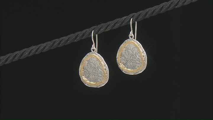 Two Tone Sterling Silver & 14K Yellow Gold Over Sterling Silver Floral Earrings Video Thumbnail