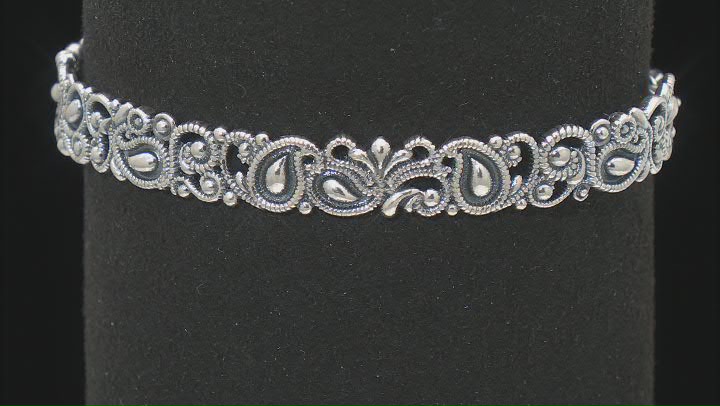 Sterling Silver Lace Design Textured Bracelet Video Thumbnail